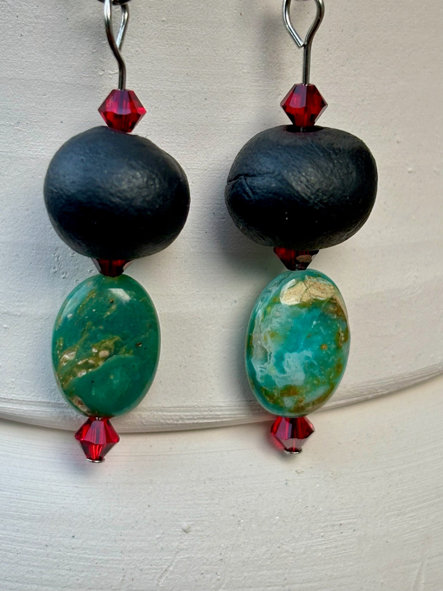 Clay, Glass, and Stone Earrings